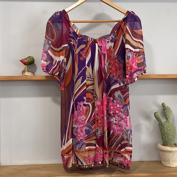 ECI New York Silk Floral Print Top, Size 8 - Picture 10 of 15